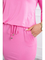Viskózové šaty s viazaním v páse ružové
