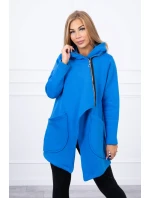 Zateplená mikina s asymetrickým zipsom nevädzovo modrá