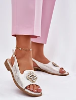 Sandały Damskie Na Płaskim Obcasie Z Ozdobnym Detalem S.Barski KV51-080 Srebrne