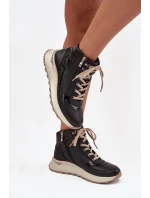 Sportovní dámské boty na platformě z přírodní kůže model 21713749 Černé - Zazoo