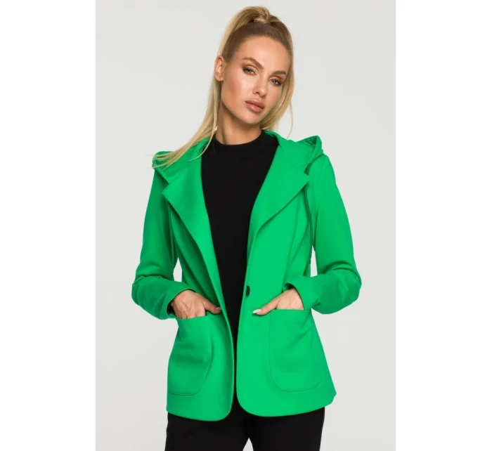 M691 Blejzer s kapucňou a jedným gombíkom - zelený M691 Blejzer s kapucňou a jedným gombíkom - zelený