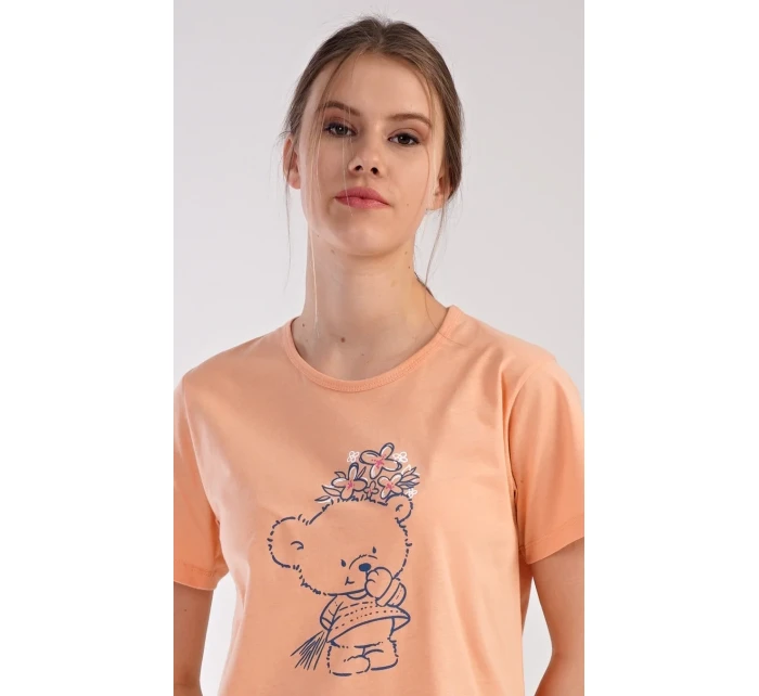 Dámská noční košile s krátkým rukávem Méďa s model 18728719 - Vienetta Dámská noční košile s krátkým rukávem Méďa s model 18728719 - Vienetta