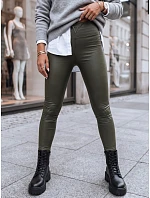 VALENTIS zelené dámske nohavice z voskovaného materiálu FashionStreet UY1560 VALENTIS zelené dámske nohavice z voskovaného materiálu FashionStreet UY1560