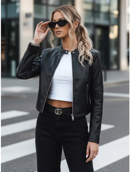 Dámská kožená bunda STYLE černá Dstreet model 21971244 - FashionStreet Dámská kožená bunda STYLE černá Dstreet model 21971244 - FashionStreet