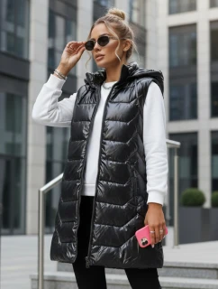 Dámska prešívaná vesta s kapucňou tmavosivá FashionStreet TY5338