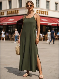 Dámske letné maxi šaty s viskózou, zelené, FashionStreet EY2661