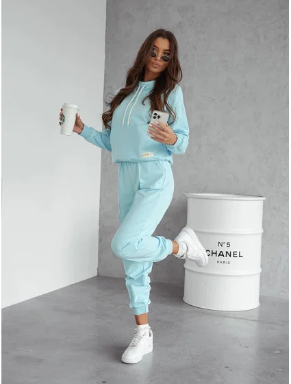 Súprava mikiny so stojačikom a nohavíc modrá (82162)