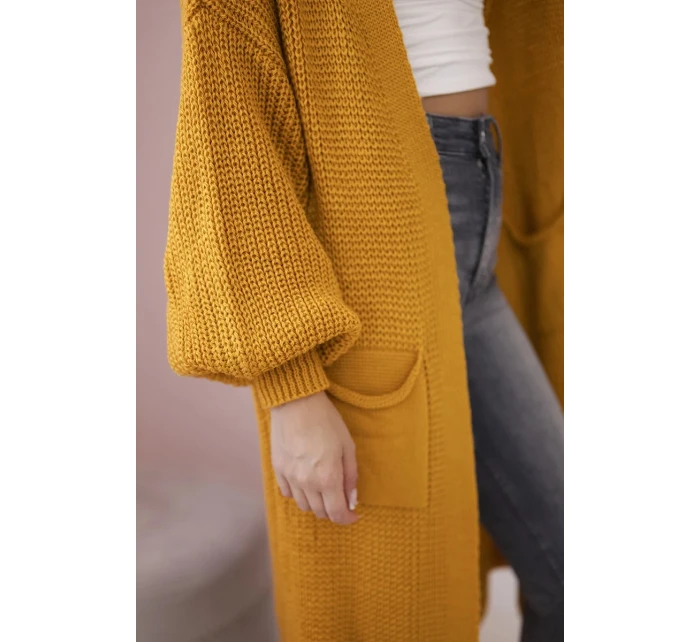 Sveter dlhý sveter horčicovej farby