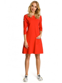 model 18001710 Trapézové šaty s pruhy červené - Moe