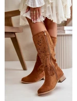 Dámské ažurové kozačky / Camel hnědá  model 21083099 - SEASTAR