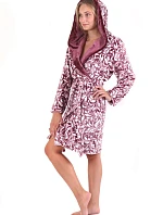 Dámsky župan s kapucňou Flora Short 4856 4803 Burgundy - Vestis