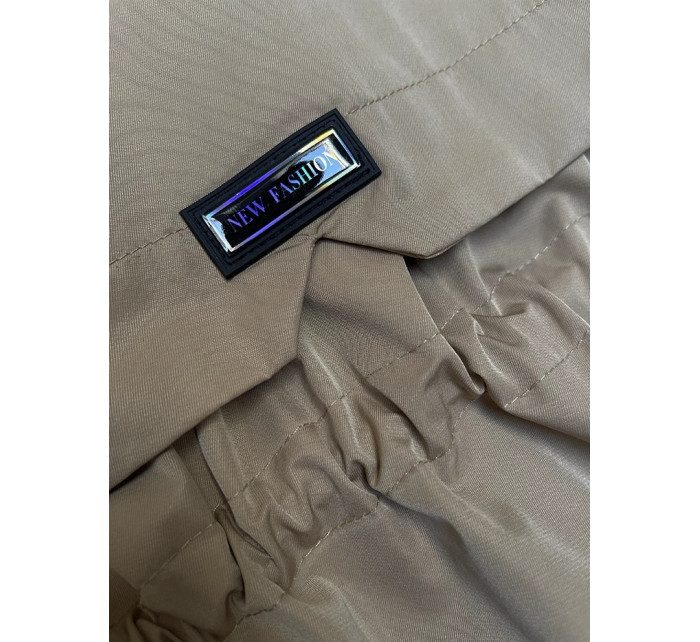 Svetlá khaki bunda s ozdobnou podšívkou BH Forever (3) (BH-2401)