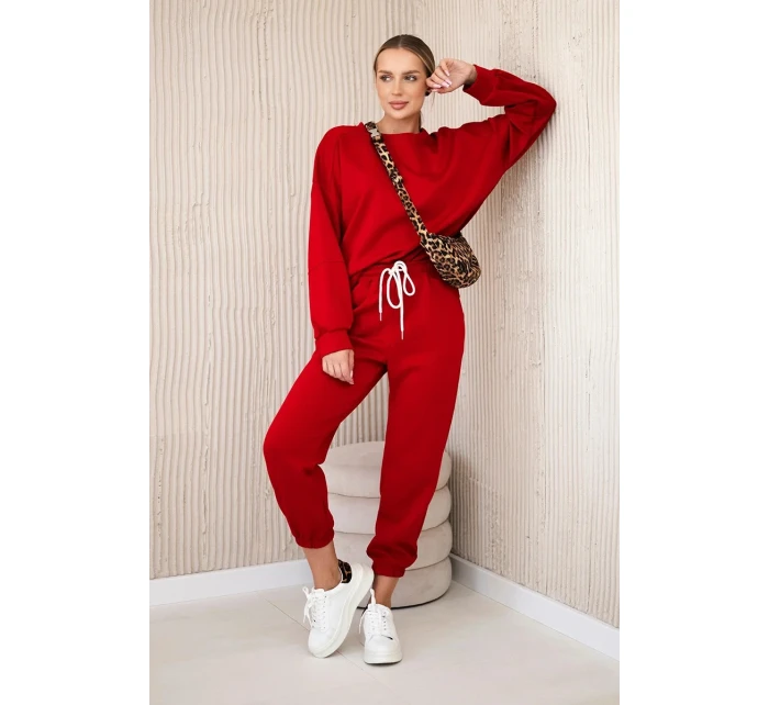 Viskózový komplet teplákové + kalhoty červený Viskózový komplet teplákové + kalhoty červený