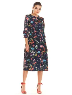 Denné šaty model M201 modré - kvetovaný vzor - Infinite You