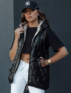 Dámska prešívaná vesta s kapucňou GLITZY čierna FashionStreet TY4447