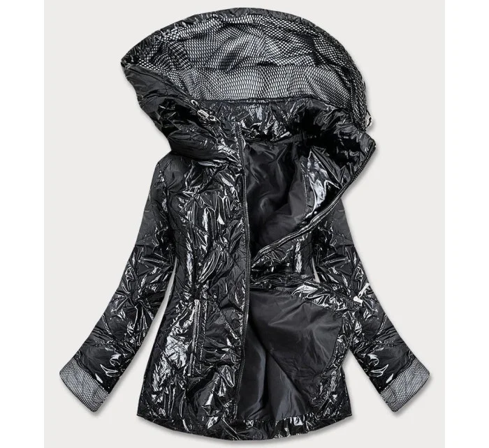 Lesklá černá prošívaná dámská bunda model 16147484 - S'WEST