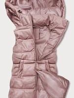 Teplá dámska vesta v púdrovo ružovej farbe z eko kože (D-3231-59S)