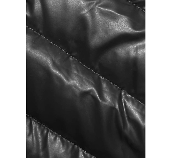 Čierna dámska prešívaná bunda s kapucňou (16M9105-392)