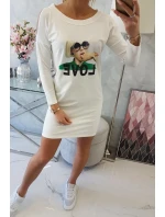 Šaty s potiskem Love ecru