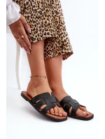 Płaskie Klapki Damskie Z Eko Skóry Czarne Risamay