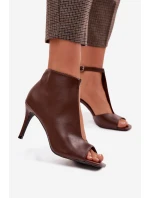 Dámské sandály na podpatku čokoládové Helira