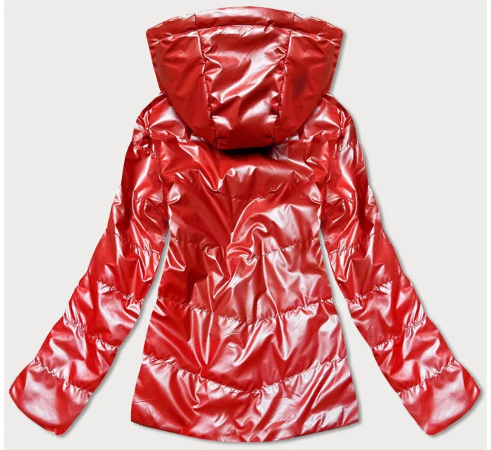 Červená dámska obojstranná bunda (BR9795-4)
