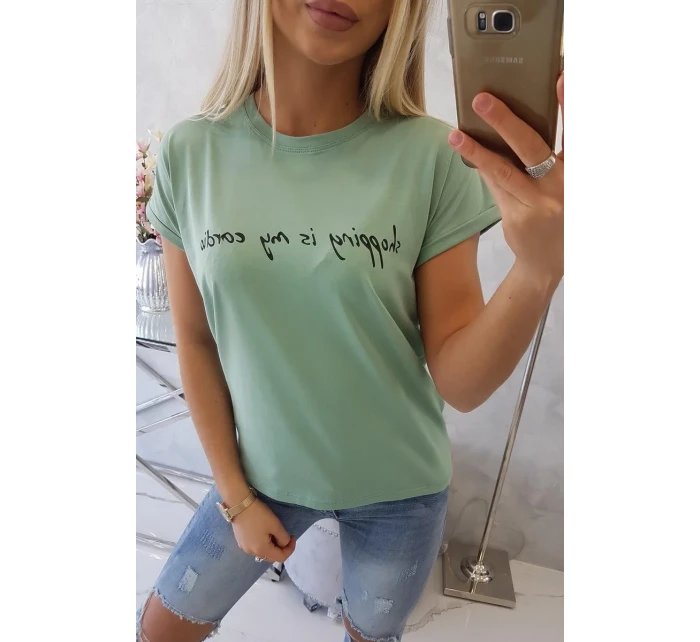 Nakupovanie je moja kardio tmavo mätová blúzka