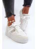 Dámské tenisky na platformě z ekokože Bílé model 21657718 - Boto Dámské tenisky na platformě z ekokože Bílé model 21657718 - Boto