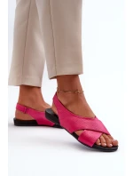 Zazoo 40407 Sandały Skórzane Damskie Fuksja
