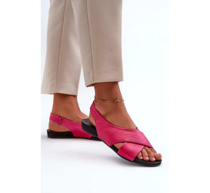 Zazoo 40407 Sandały Skórzane Damskie Fuksja