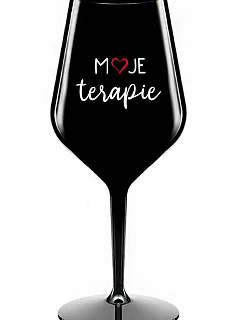 MOJE TERAPIE - černá nerozbitná sklenice na víno 470 ml