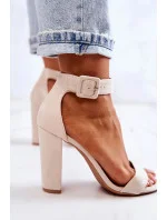 Semišové sandále s béžovou podrážkou Jacqueline - FPrice