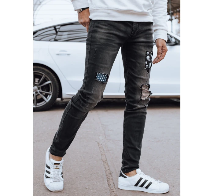 Pánske čierne džínsové nohavice FashionStreet UX4295