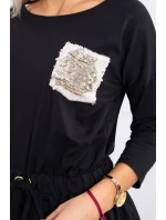 Šaty s flitrovou kapsou černé