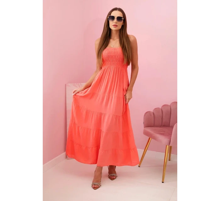 Dámske viskózové šaty s elastickým vrchným dielom malinová