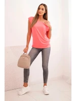 Dámska blúzka bez ramienok neónovo ružová