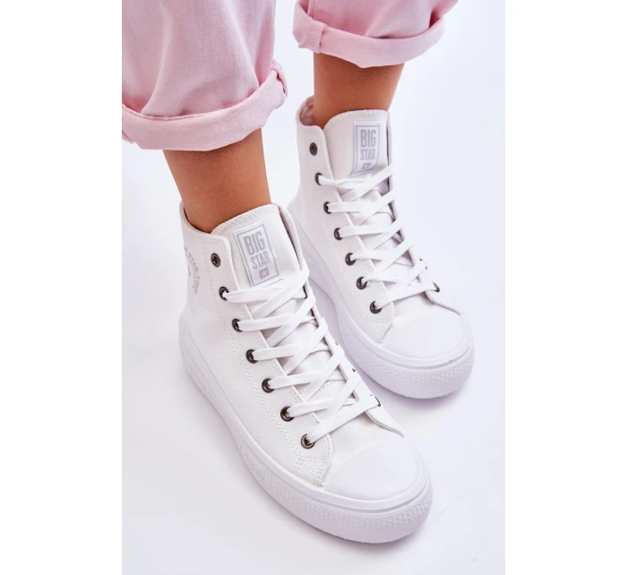 Damskie Wysokie Trampki Materiałowe Big Star LL274A183 Białe