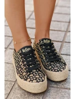 Wzorzyste Trampki Damskie Na Platformie Z Plecionką Lee Cooper LCW-25-08-3647L Czarne