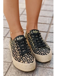 Wzorzyste Trampki Damskie Na Platformie Z Plecionką Lee Cooper LCW-25-08-3647L Czarne
