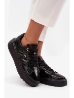 Dámske lakované tenisky na platforme - čierne Lee Cooper Dámske lakované tenisky na platforme - čierne Lee Cooper