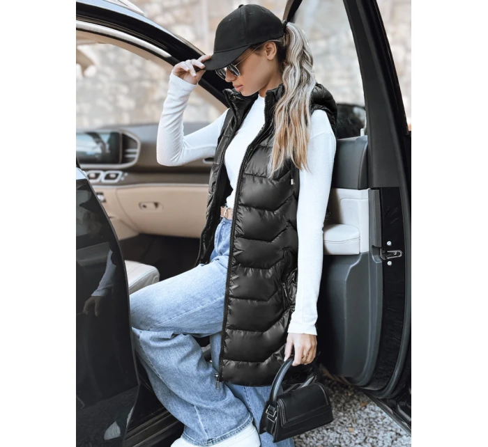 Dámska prešívaná vesta s kapucňou čierna FashionStreet TY5259