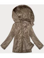 Tmavě béžová prošívaná dámská bunda s odepínací kapucí model 20829957 - S'WEST Tmavě béžová prošívaná dámská bunda s odepínací kapucí model 20829957 - S'WEST