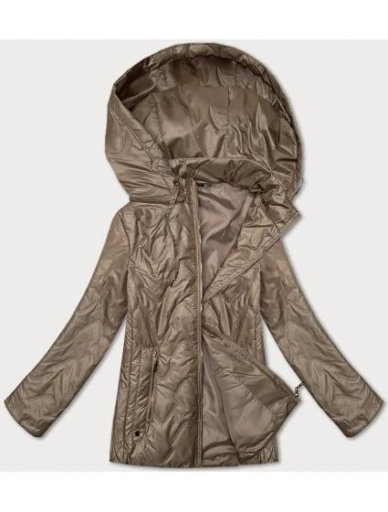 Tmavě béžová prošívaná dámská bunda s odepínací kapucí model 20829957 - S'WEST Tmavě béžová prošívaná dámská bunda s odepínací kapucí model 20829957 - S'WEST