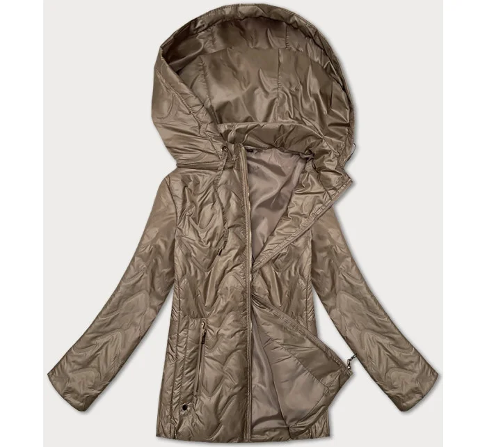 Tmavě béžová prošívaná dámská bunda s odepínací kapucí model 20829957 - S'WEST Tmavě béžová prošívaná dámská bunda s odepínací kapucí model 20829957 - S'WEST