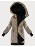 Béžová dámská prošívaná bunda s stahovacími lemy model 21322546 - S'WEST Béžová dámská prošívaná bunda s stahovacími lemy model 21322546 - S'WEST