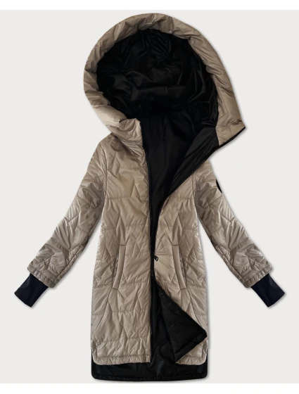 Béžová dámská prošívaná bunda s stahovacími lemy model 21322546 - S'WEST Béžová dámská prošívaná bunda s stahovacími lemy model 21322546 - S'WEST