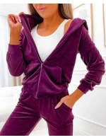 Dámska tepláková súprava v bordovej farbe bordová s kapucňou na zips (829)