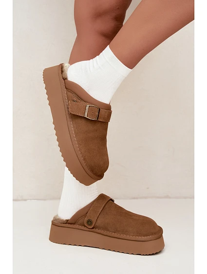 Kožené semišové sněhule na platformě s přezkou Big Star model 22539732 Camel - Big Star Shoes Kožené semišové sněhule na platformě s přezkou Big Star model 22539732 Camel - Big Star Shoes