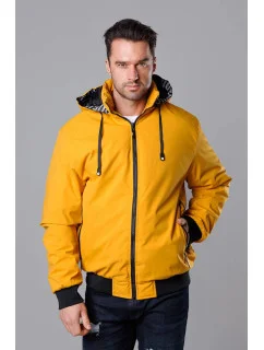 Pánska žltá športová bunda s kapucňou (5M3111-254)