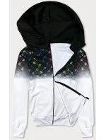 Pánska mikina na zips s farebnou potlačou čierna a biela (8B989-1)